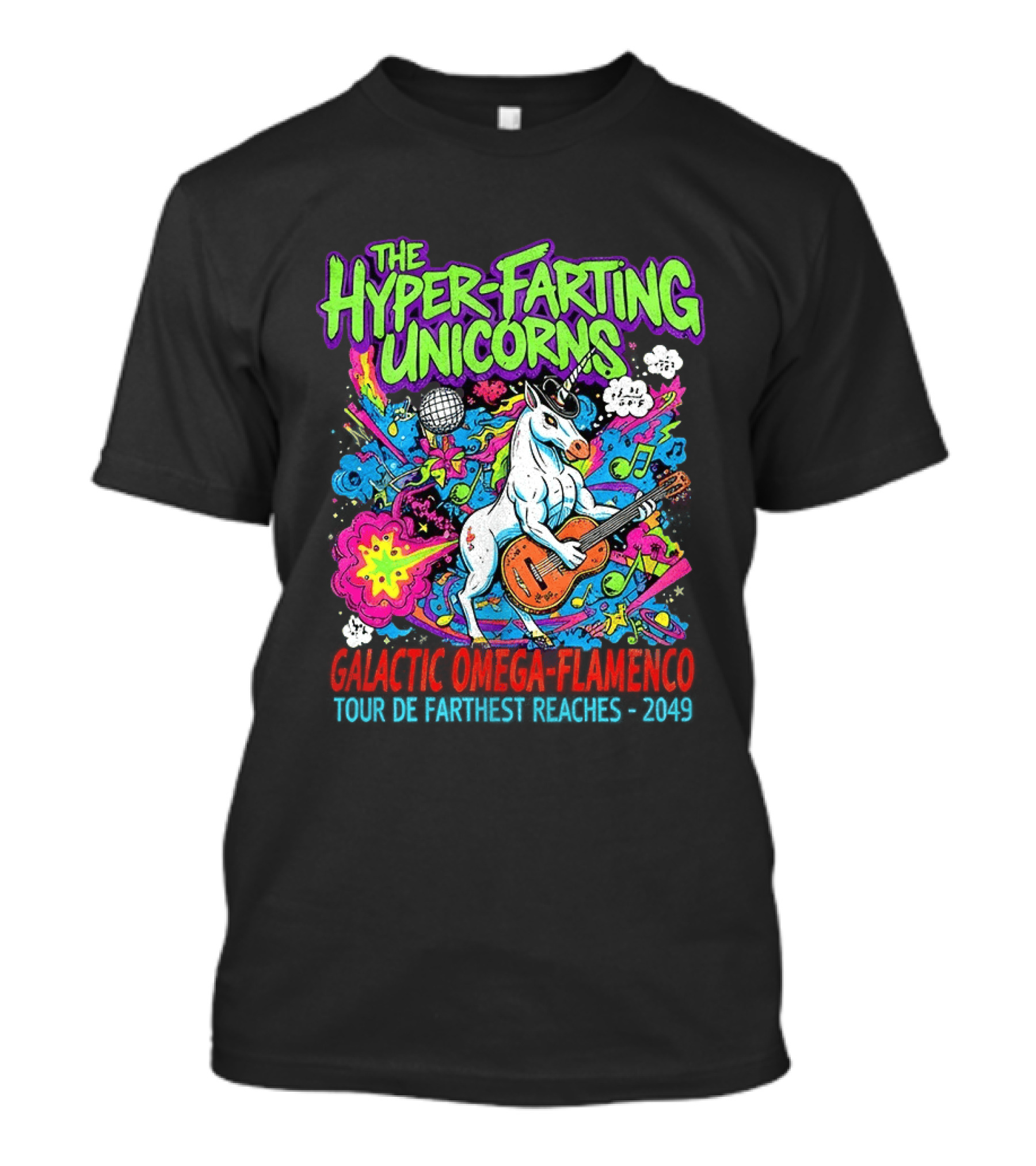 The Hyper Farting Unicorns Galactic Omega Flamenco Tour De Farting Rockers 2019 T-Shirt