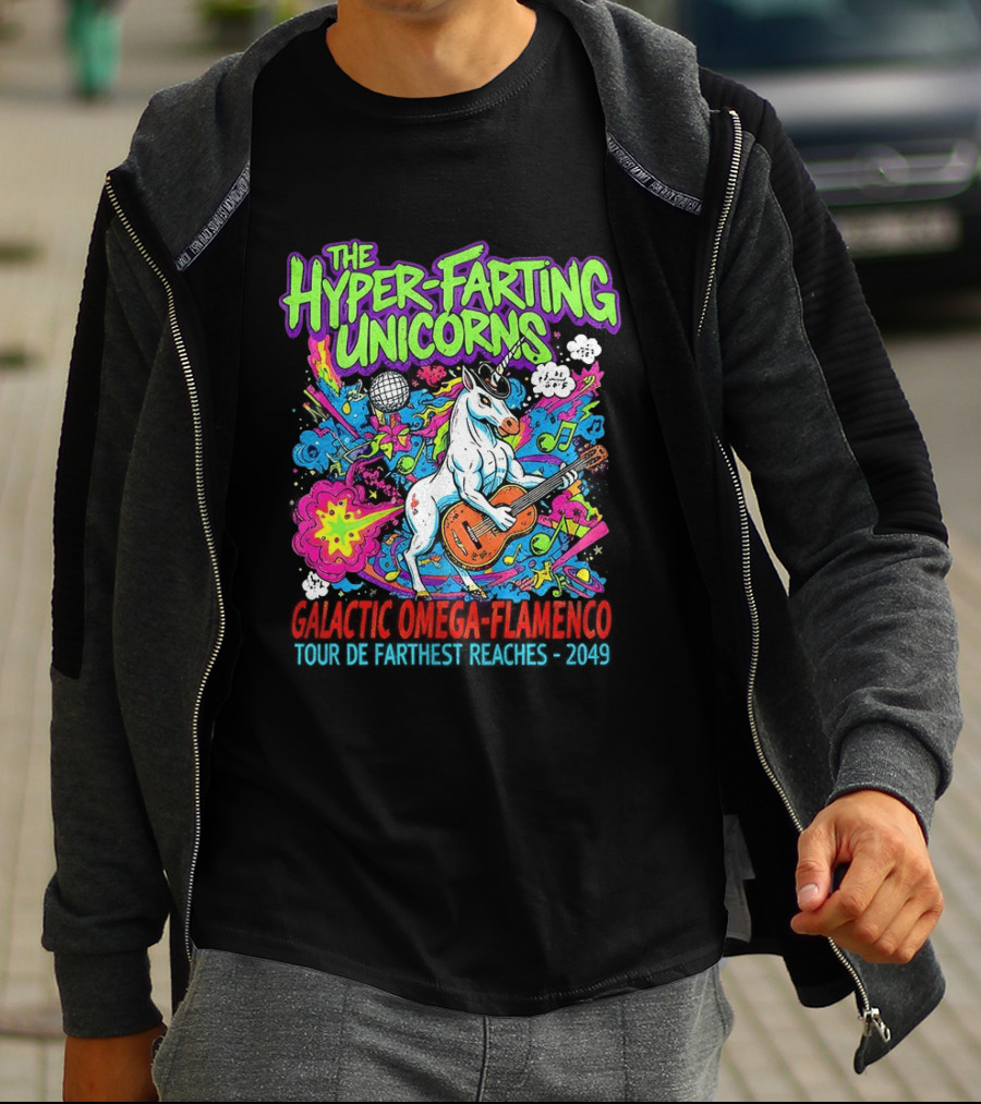 The Hyper Farting Unicorns Galactic Omega Flamenco Tour De Farting Rockers 2019 T-Shirt