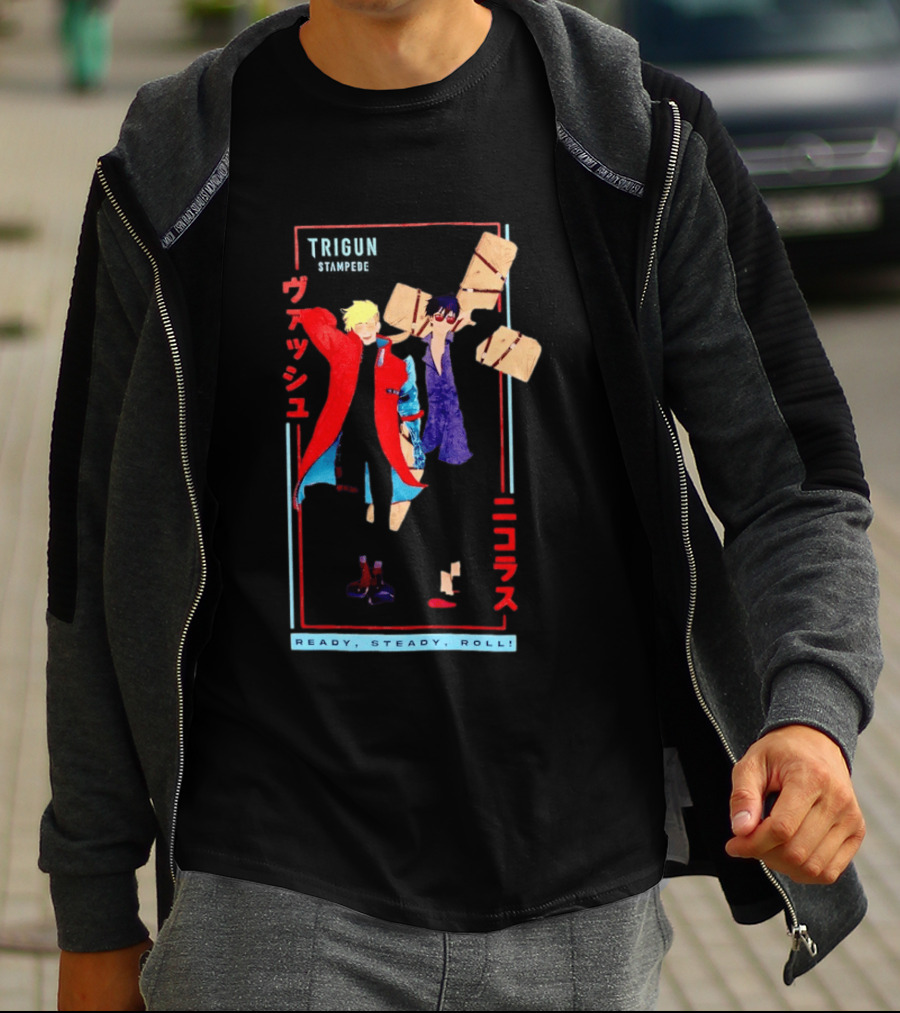 Trigun Stampede Vash And Nicholas Ready Steady Roll T-Shirt