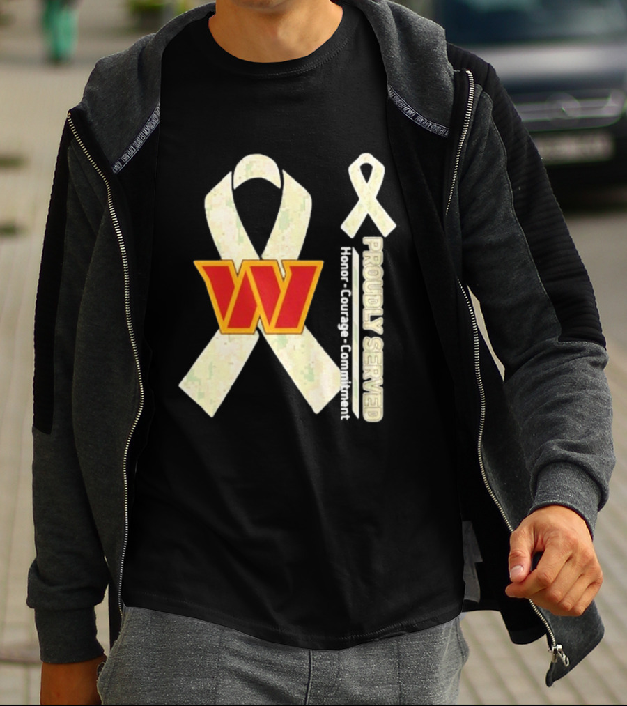 Washington Commanders Breast Cancer Awareness Proudly Served Honor Courage Commitment T-Shirt
