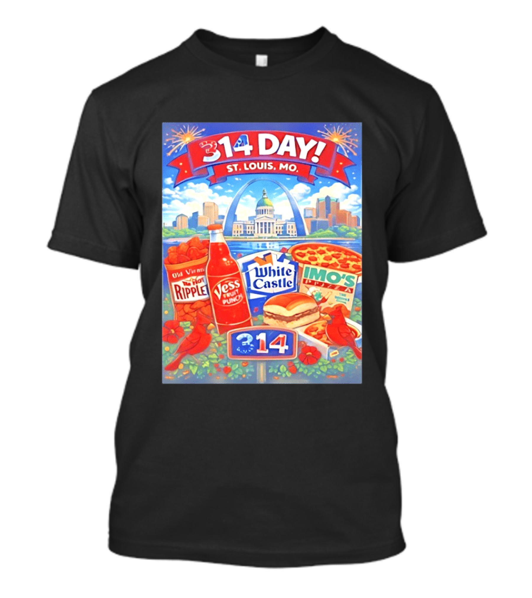 314 Day St Louis MO Arch Ripple Vess White Castle Imo's Pizza Cardinals T-Shirt