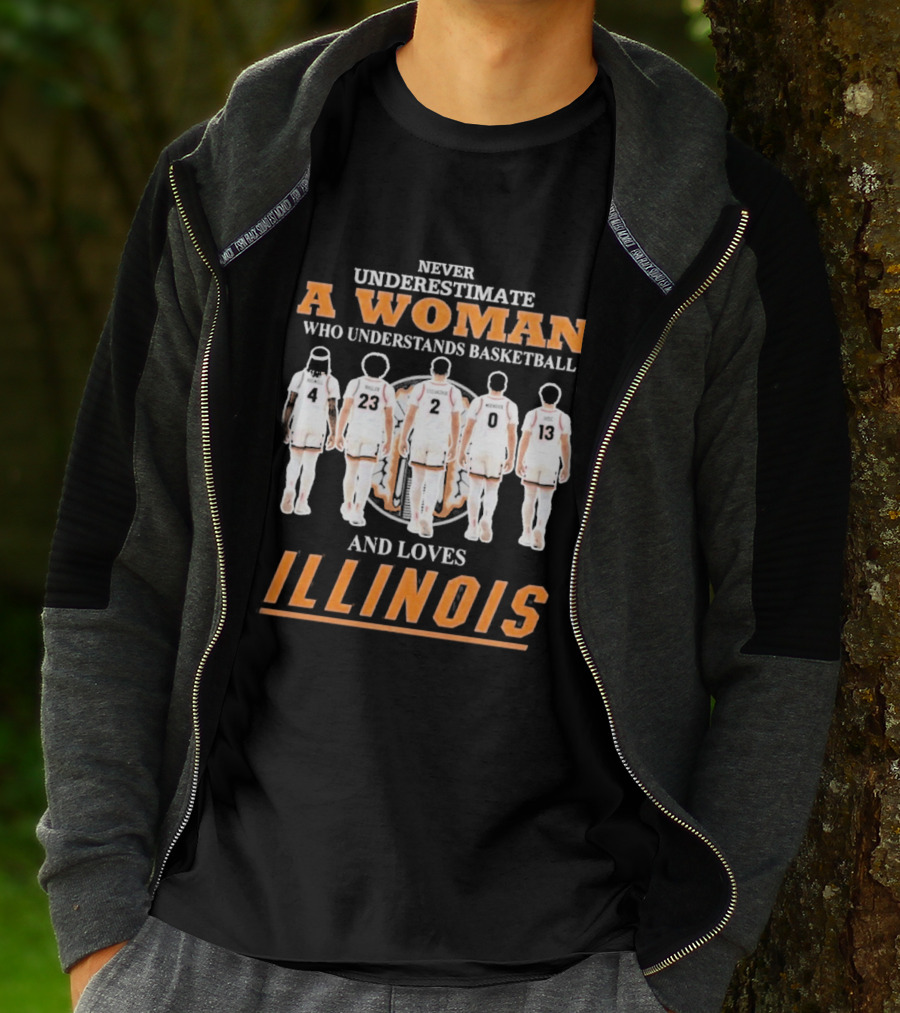Never Underestimate A Woman Who Understands Basketball And Loves Illinois T-Shirt