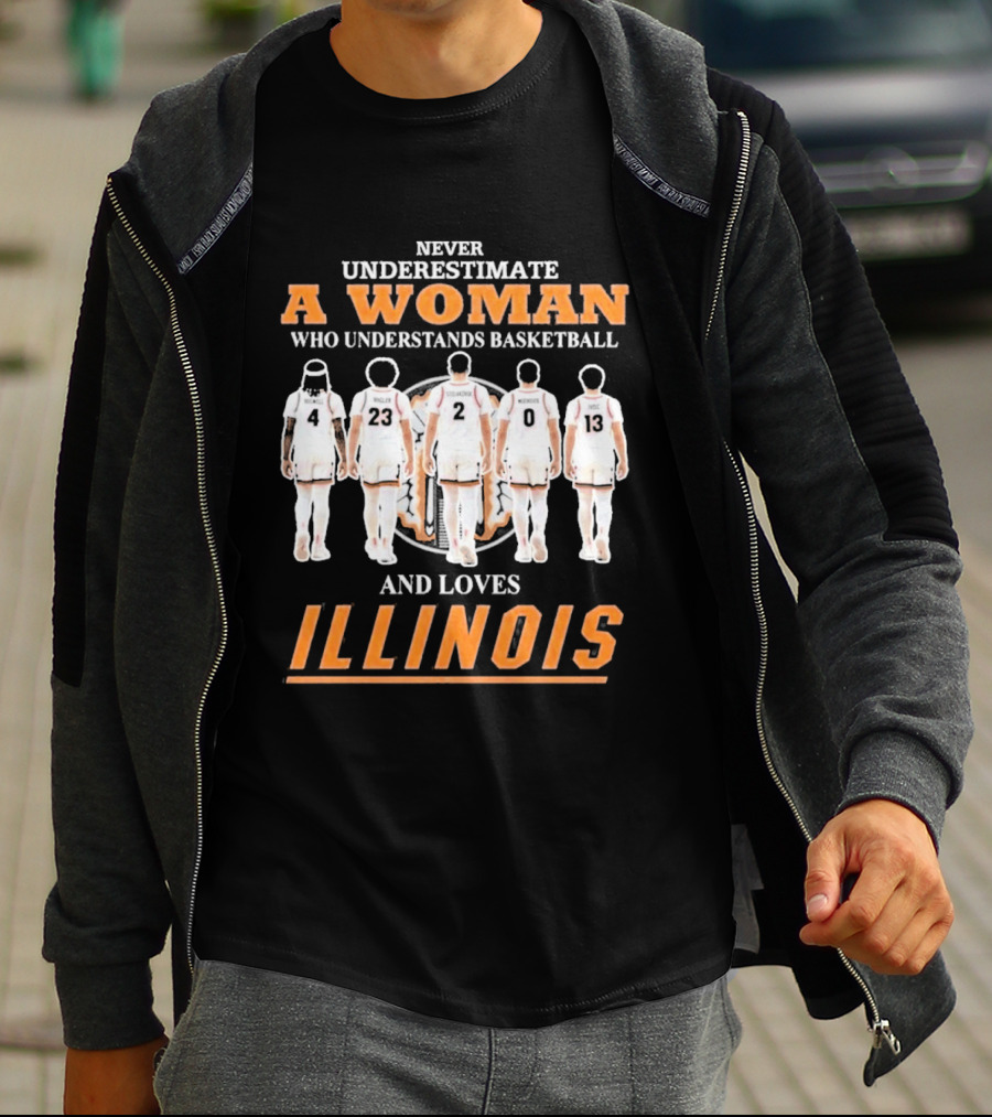 Never Underestimate A Woman Who Understands Basketball And Loves Illinois T-Shirt