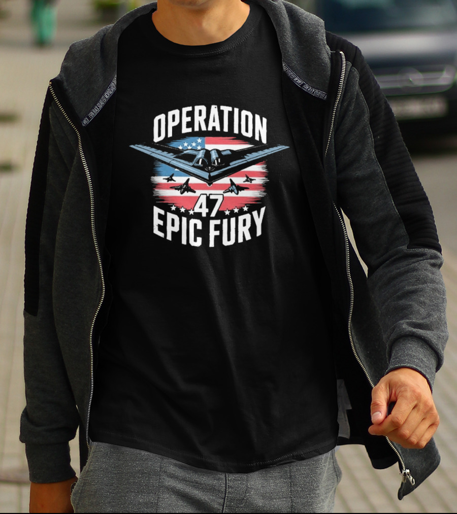 Operation 47 Epic Fury American Flag Stealth Bomber Jets T-Shirt