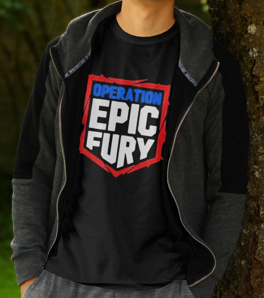 Operation Epic Fury Bold Patriotic Text Shield T-Shirt