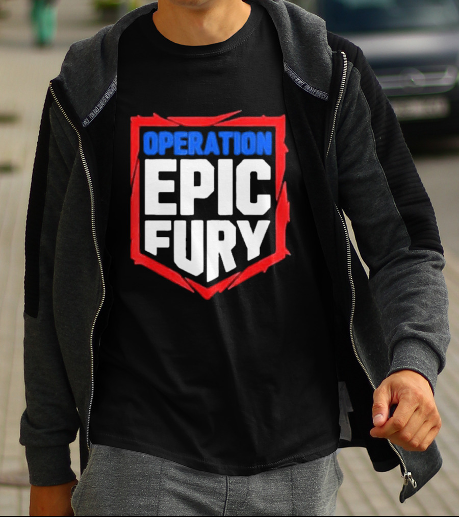 Operation Epic Fury Bold Patriotic Text Shield T-Shirt