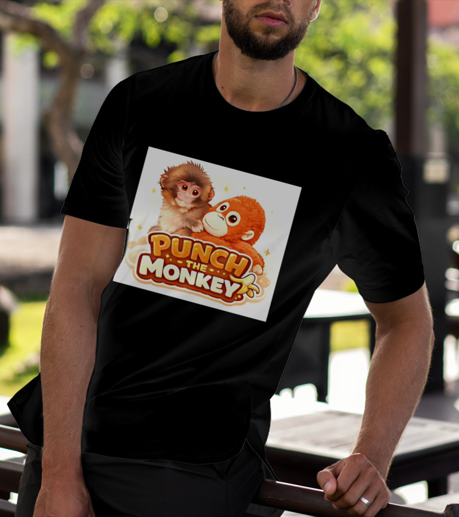 Punch The Monkey Hugging Stuffed Toy Monkey T-Shirt