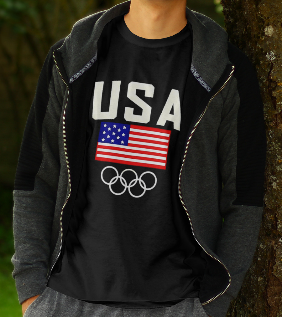 USA Flag Olympic Rings Team USA 2026 Gold T-Shirt