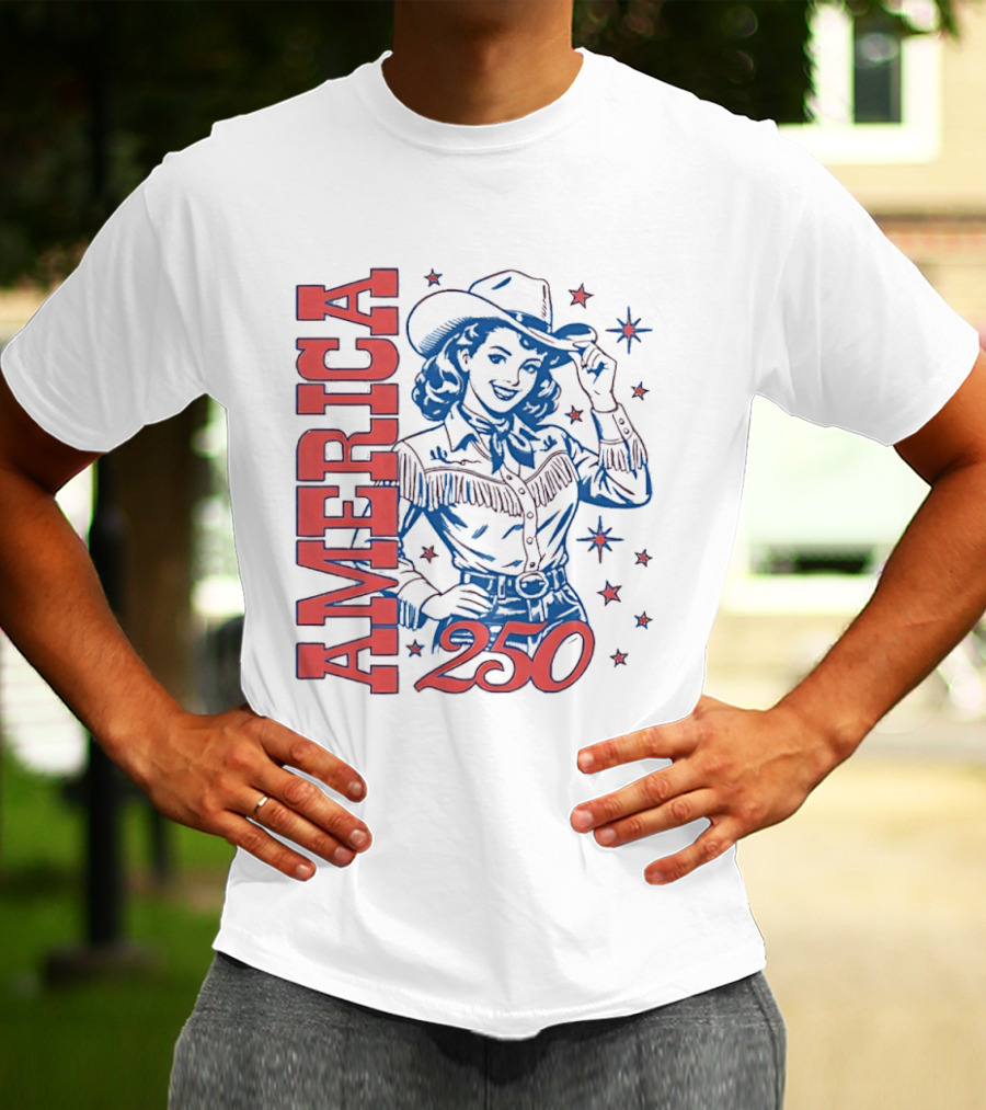 America 250 Western Girl Vintage Cowgirl T-Shirt