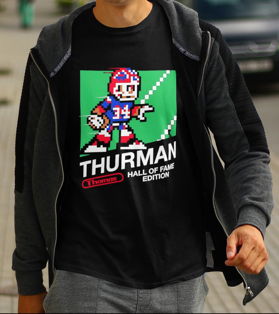 Thurman 34 Hall Of Fame Edition Buffalo Bills Pixel Art Retro Football T-Shirt