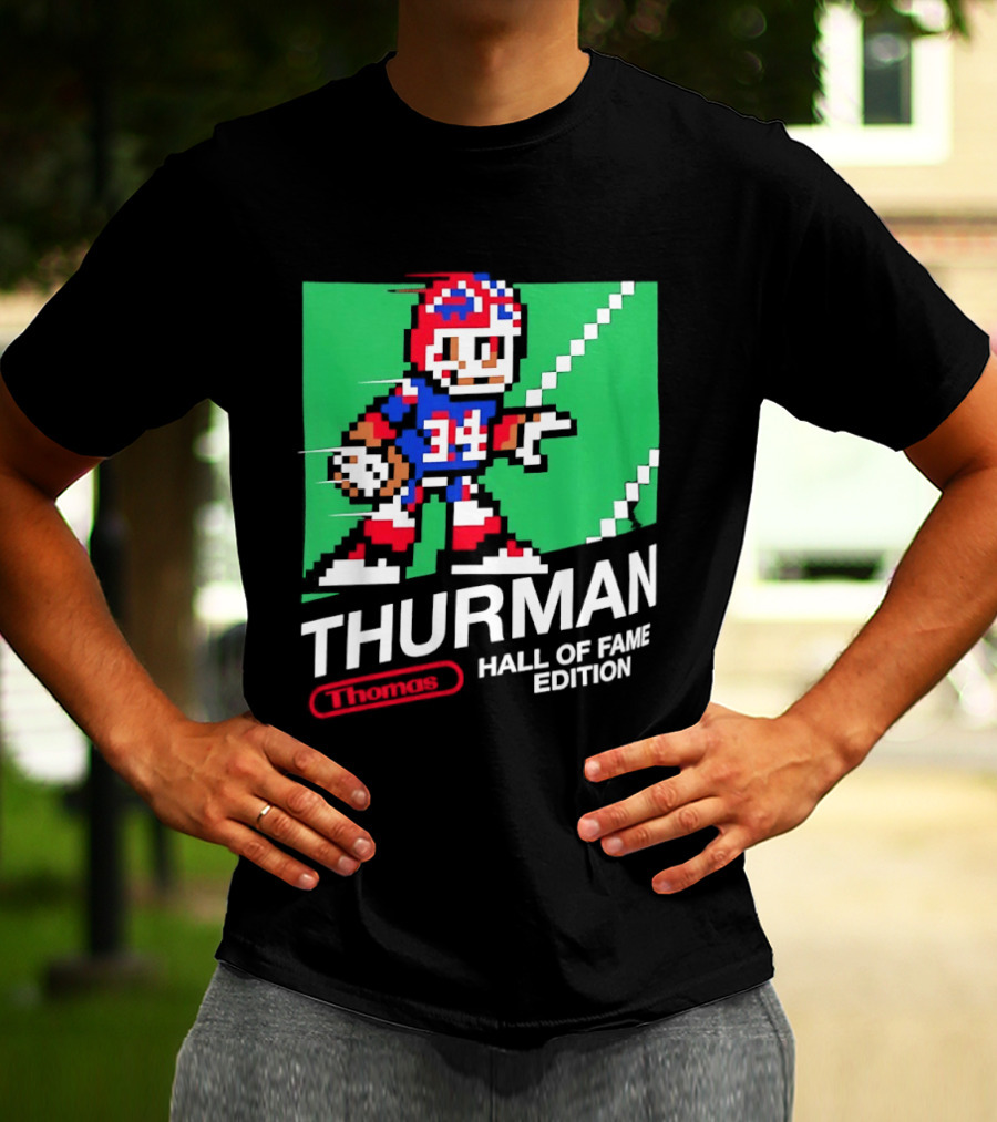 Thurman 34 Hall Of Fame Edition Buffalo Bills Pixel Art Retro Football T-Shirt