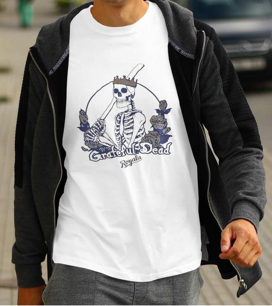 Grateful Dead Skeleton Kansas City Royals Roses T-Shirt