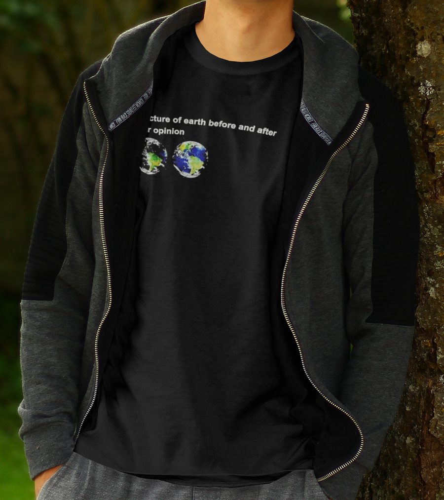 A Picture Of Earth Before And After Your Opinion Earth Globe Humor T-Shirt