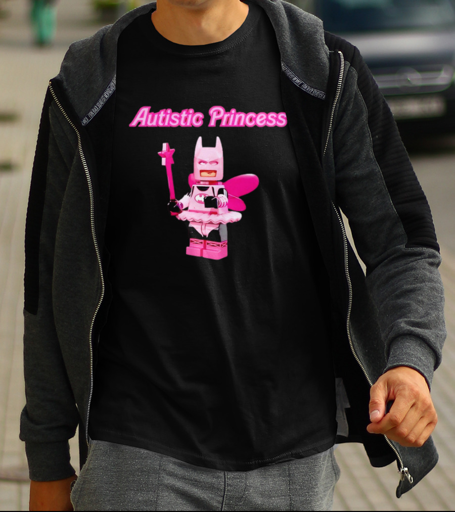 Autistic Princess Pink Batman Figurine With Fairy Wings And Wand T-Shirt