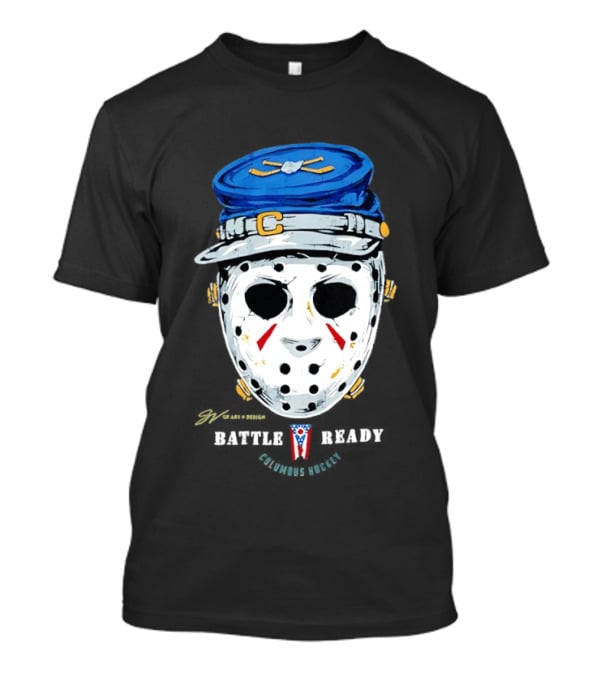 Jason Voorhees Blue Jackets Columbus Hockey Crossover Battle Ready Mask T-Shirt
