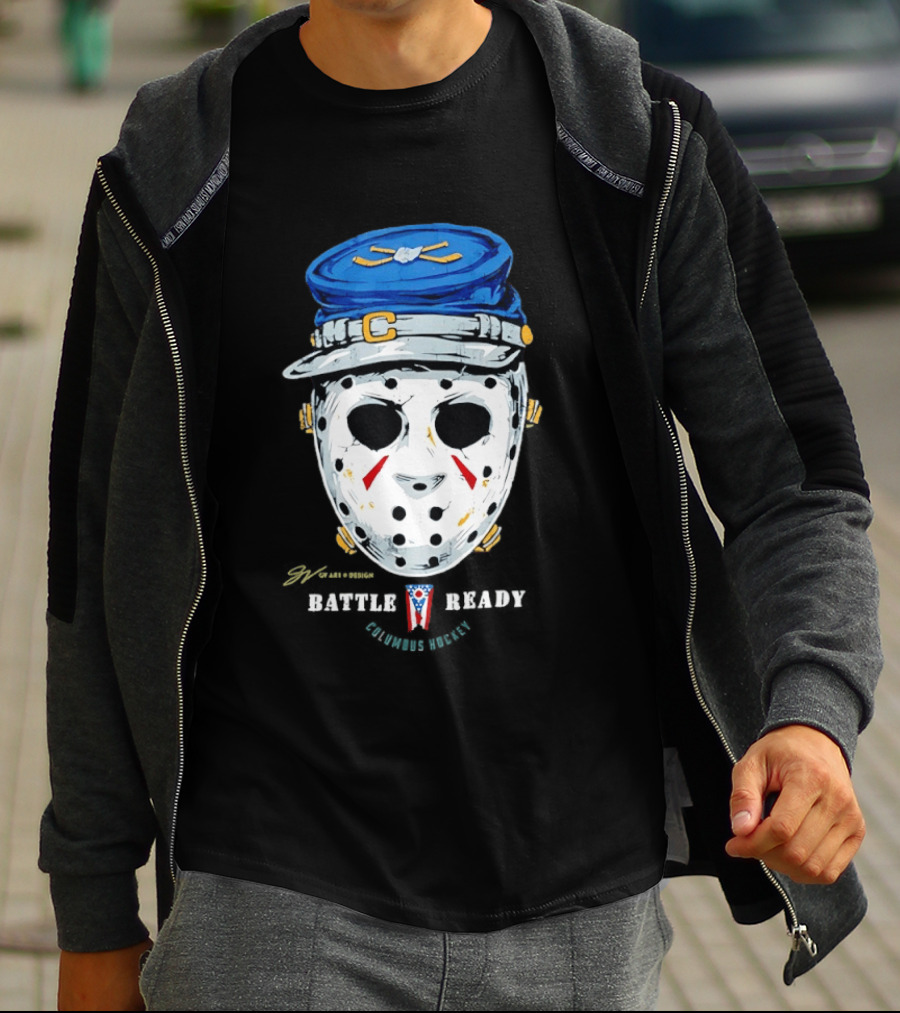 Jason Voorhees Blue Jackets Columbus Hockey Crossover Battle Ready Mask T-Shirt