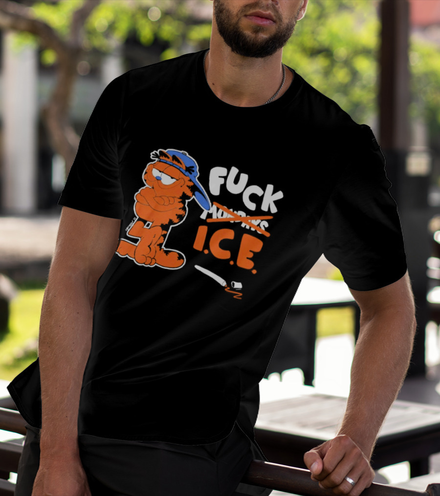 F*** ICE Orange Cat With Blue Hat T-Shirt