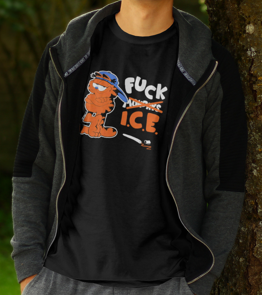 F*** ICE Orange Cat With Blue Hat T-Shirt