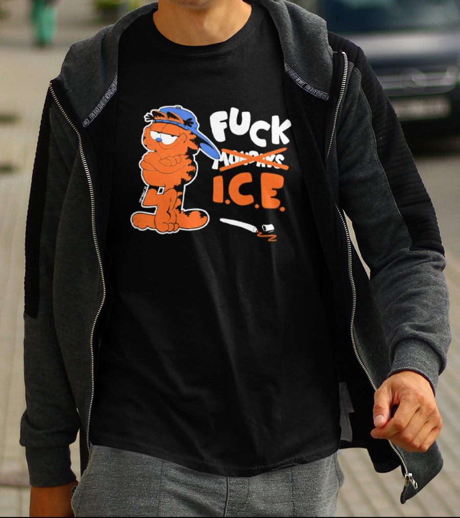 F*** ICE Orange Cat With Blue Hat T-Shirt