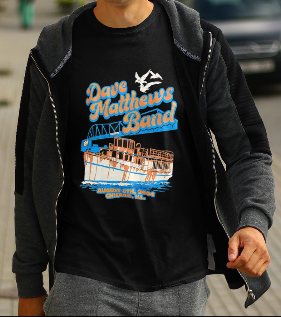 Dave Matthews Band August 8th 2004 Chicago Ill Blue Orange Boat Concert T-Shirt