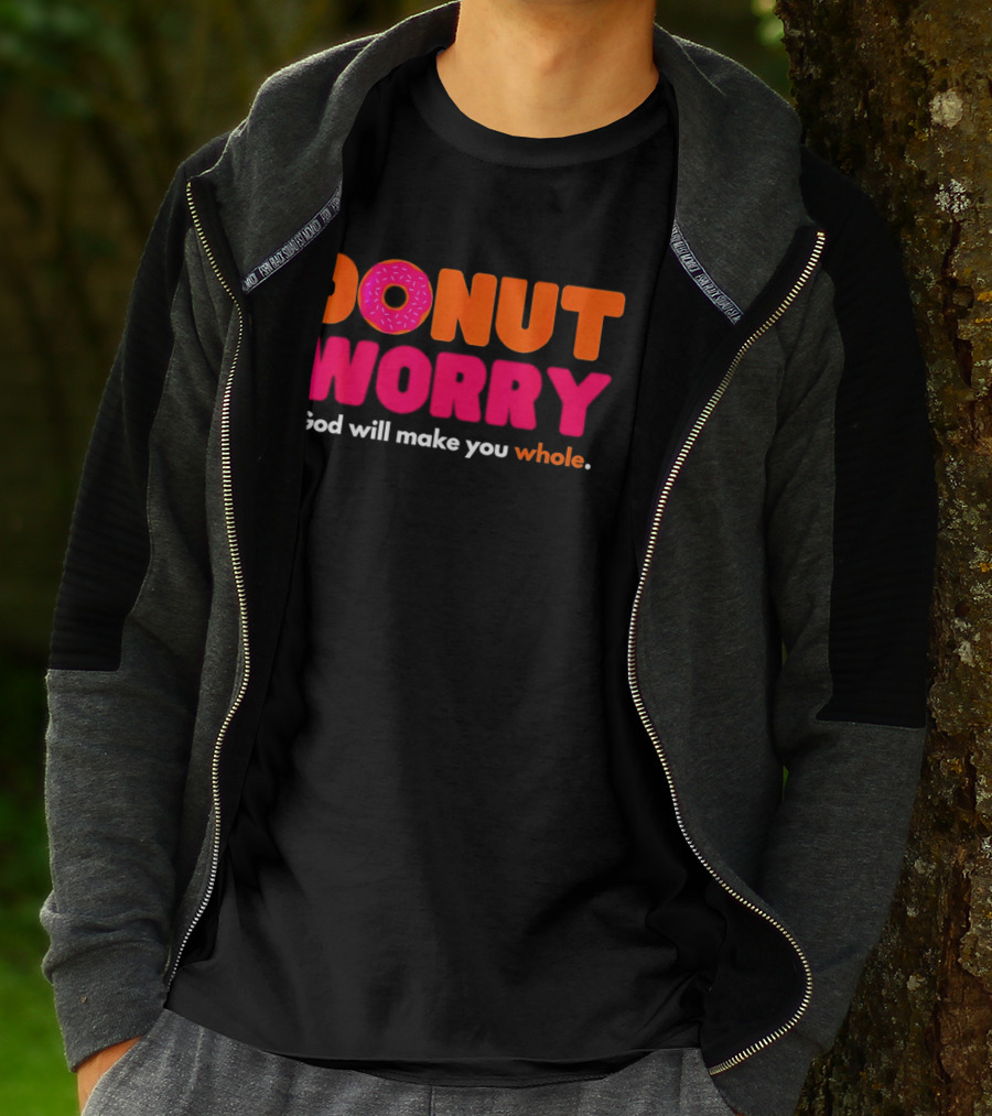 Donut Worry God Will Make You Whole Pink Sprinkle T-Shirt