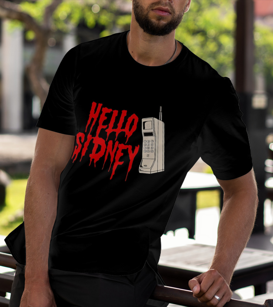 Hello Sidney Scream Movie Vintage Phone Dripping Blood T-Shirt