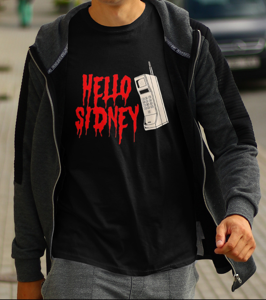 Hello Sidney Scream Movie Vintage Phone Dripping Blood T-Shirt