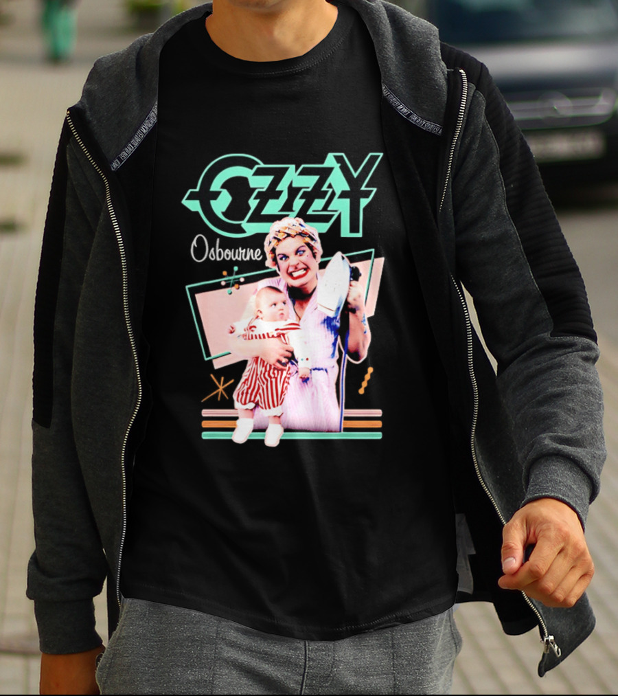 Ozzy Osbourne Retro Woman Holding Baby With Iron T-Shirt