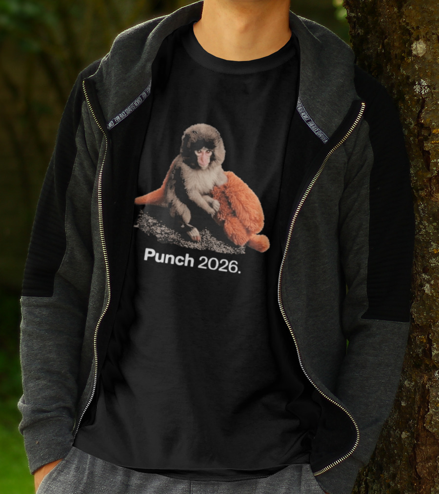 Punch Monkey 2026 Hugging Plush Toy T-Shirt