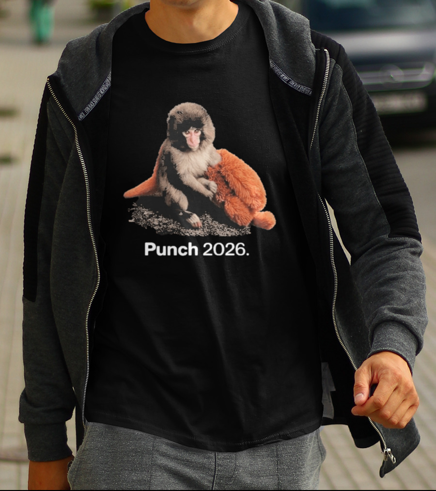 Punch Monkey 2026 Hugging Plush Toy T-Shirt