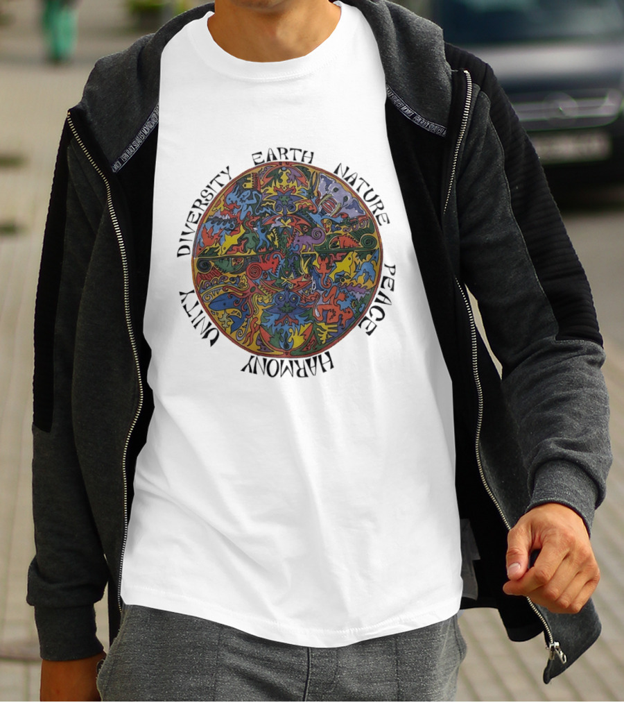Diversity Earth Nature Peace Harmony Unity Psychedelic Mandala T-Shirt