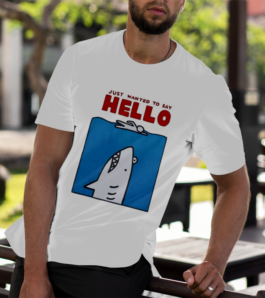 Just Wanted To Say Hello Jaws Shark Comic T-Shirt