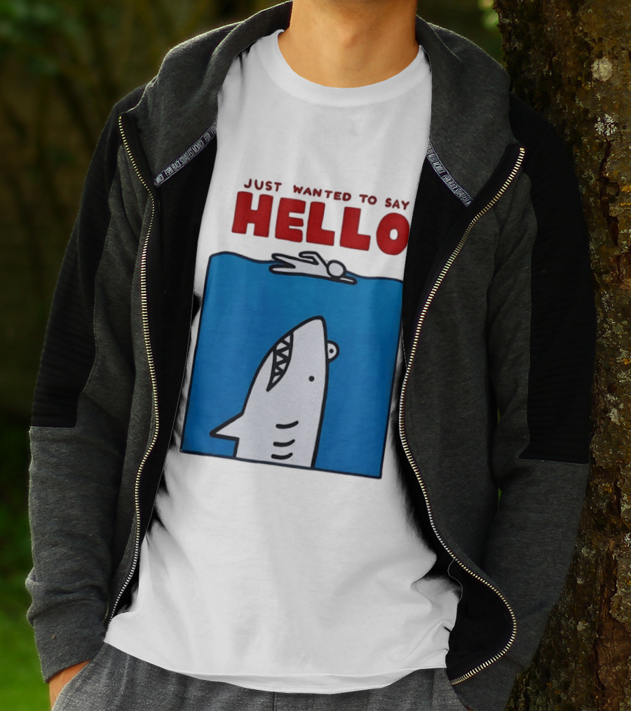 Just Wanted To Say Hello Jaws Shark Comic T-Shirt