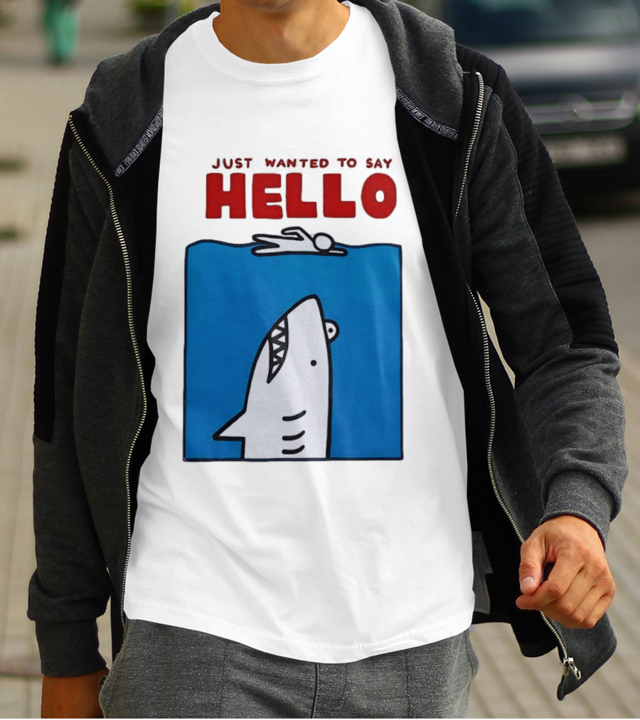 Just Wanted To Say Hello Jaws Shark Comic T-Shirt