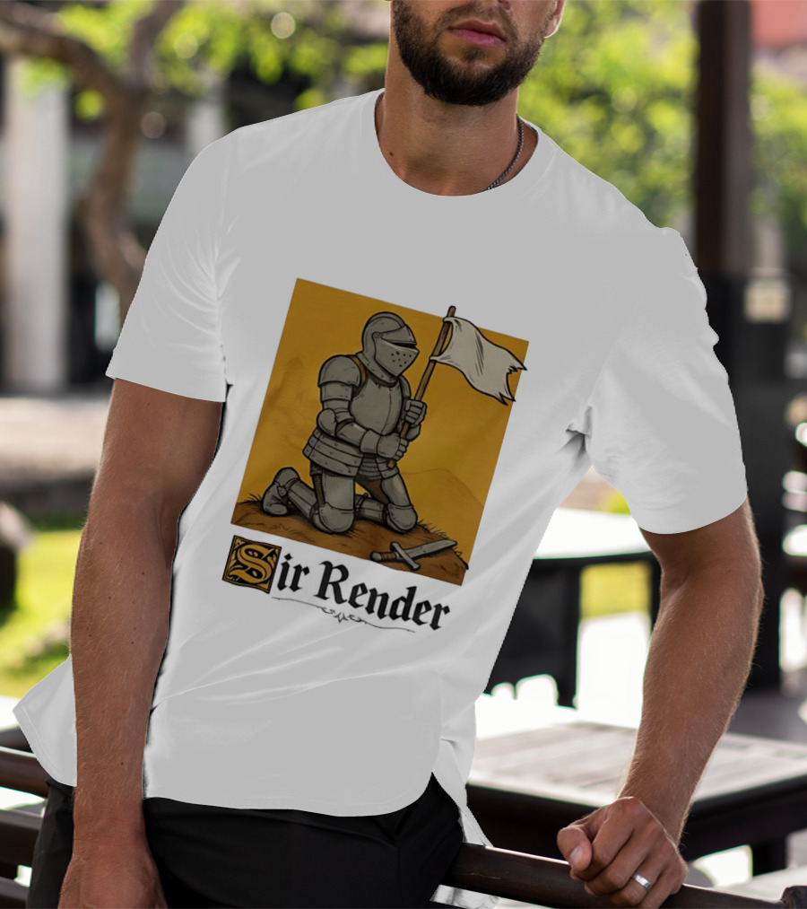 Sir Render Medieval Soldier Holding White Flag Knight Surrender T-Shirt