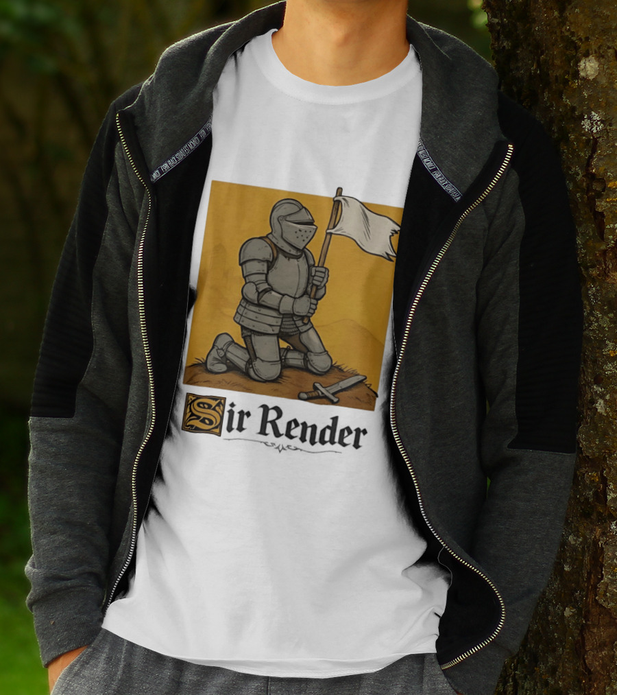 Sir Render Medieval Soldier Holding White Flag Knight Surrender T-Shirt