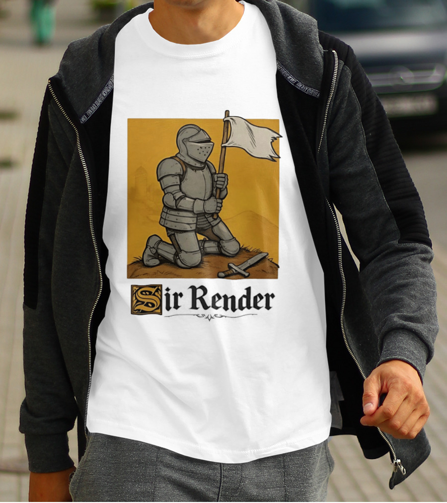 Sir Render Medieval Soldier Holding White Flag Knight Surrender T-Shirt