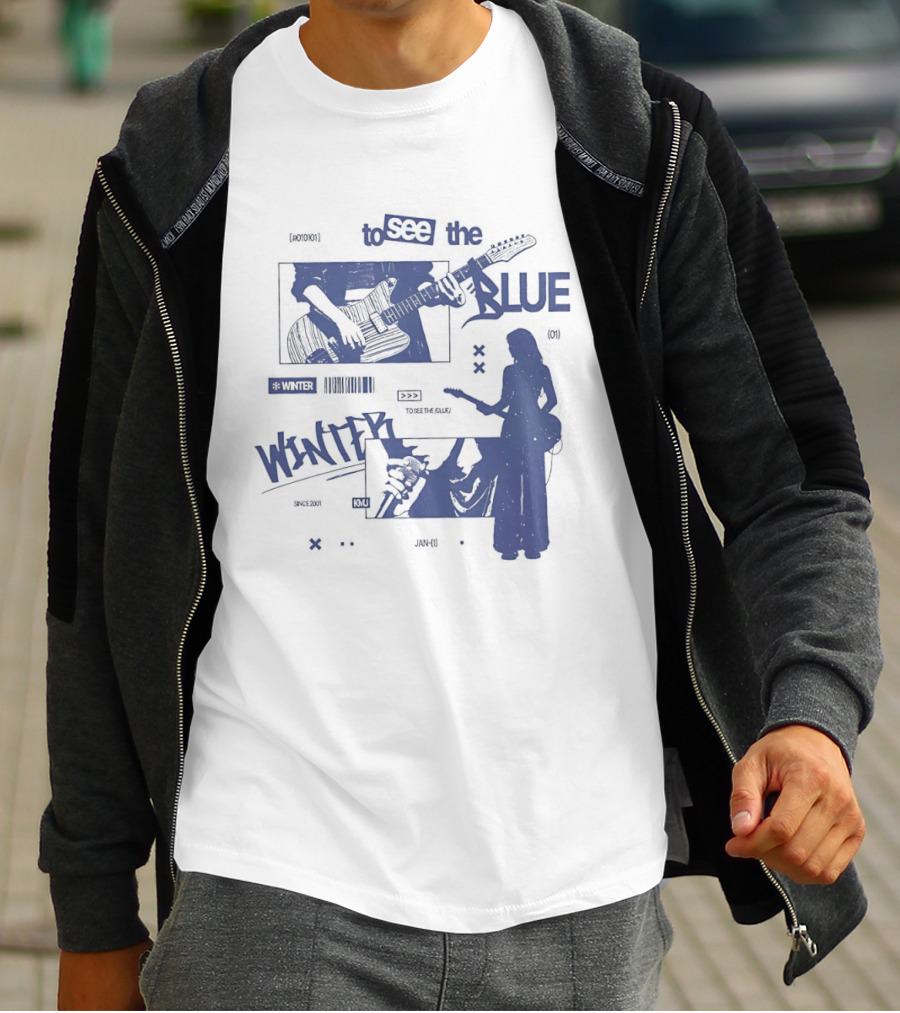 To See The Blue Winter Music Band Guitar T-Shirt