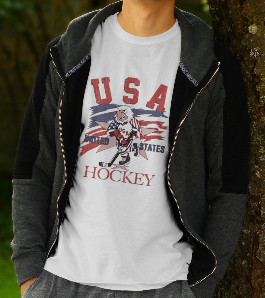 USA Hockey United States Flag Stars And Sticks Bird Player T-Shirt