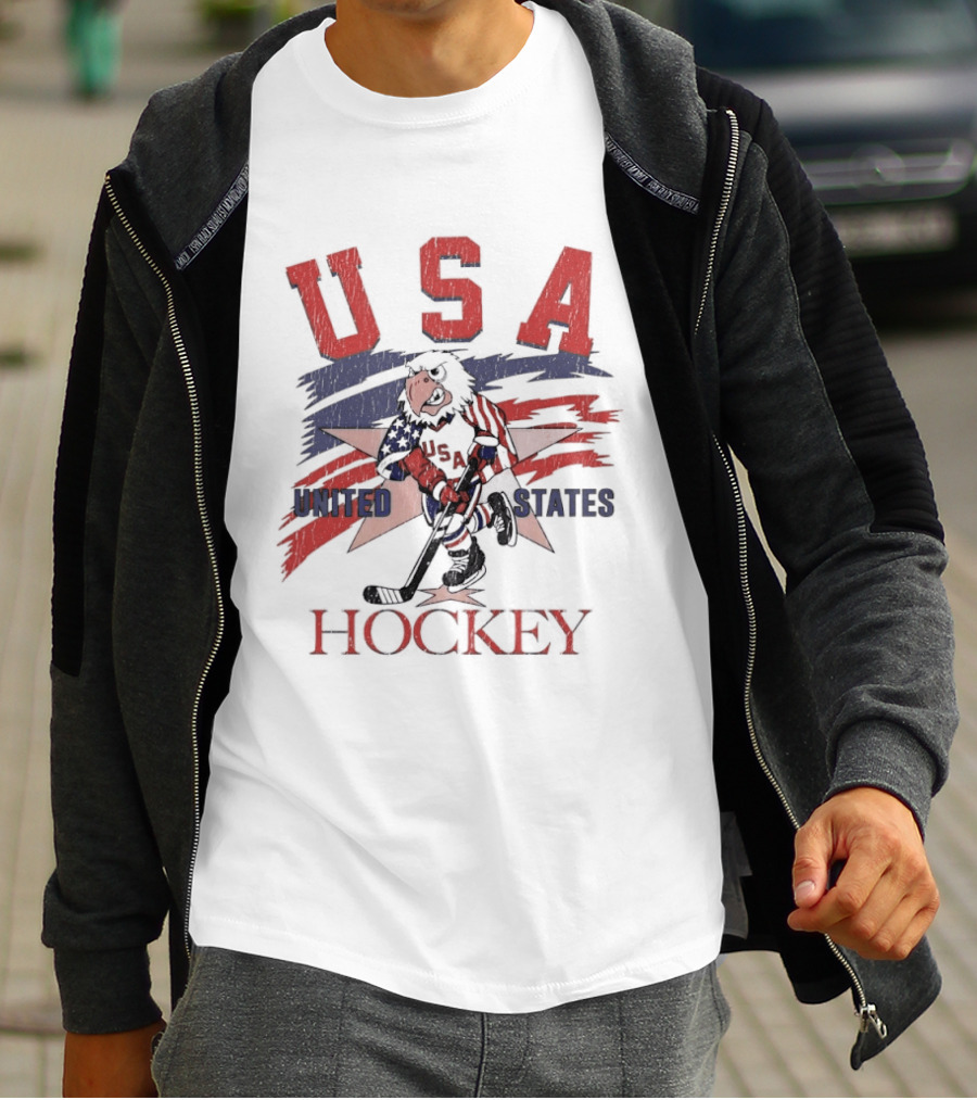 USA Hockey United States Flag Stars And Sticks Bird Player T-Shirt