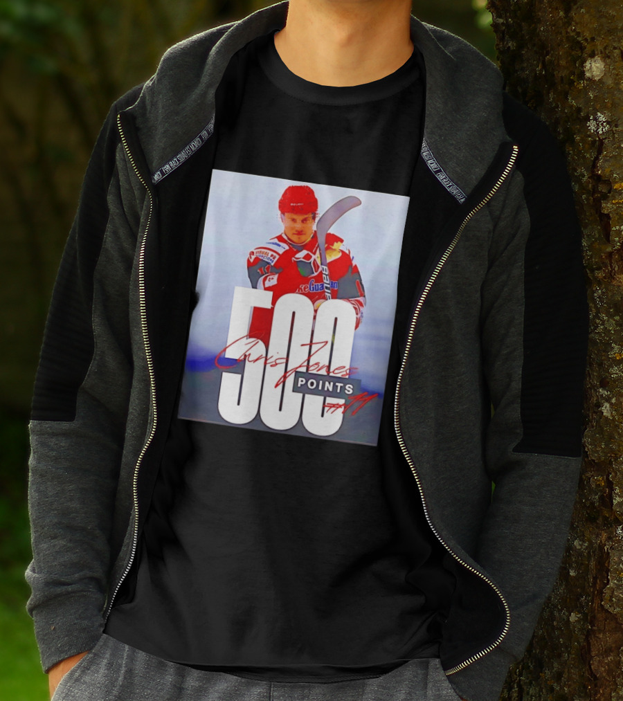 Chris Jones 500 Points Hockey Swindon Wildcats Number 47 T-Shirt