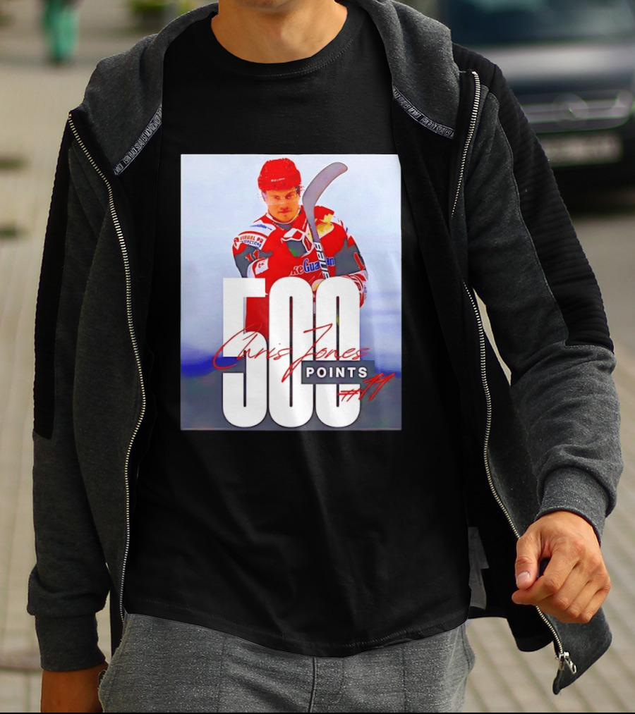 Chris Jones 500 Points Hockey Swindon Wildcats Number 47 T-Shirt