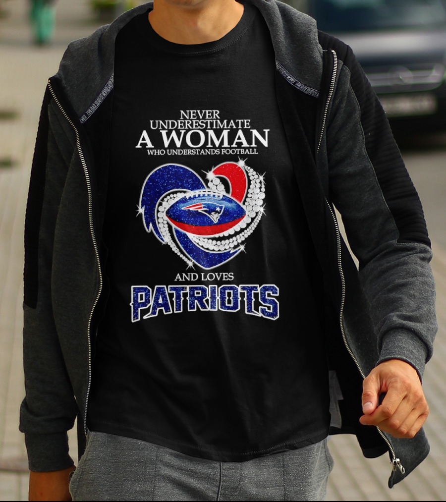 Never Underestimate A Woman Who Understands Football And Loves Patriots T-Shirt