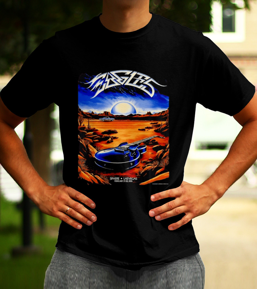 Eagles Live At Sphere Las Vegas February 27 28 2026 Desert Landscape Guitar T-Shirt
