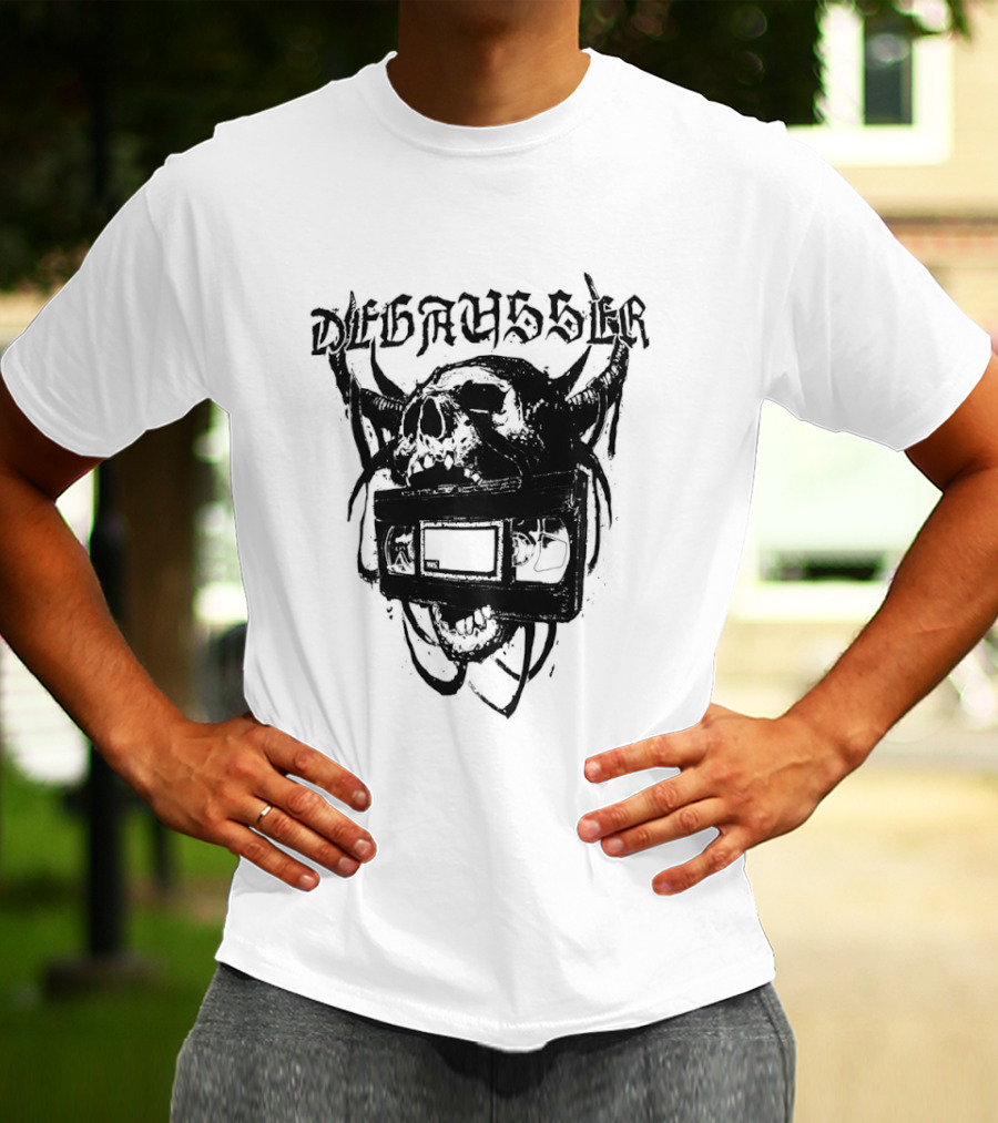 Degausser Skull Grunge Aesthetic With Horns And TV Screen T-Shirt