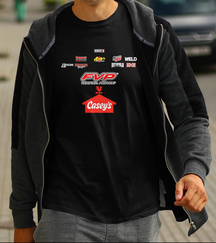 FVP Verified Proven Casey's Pizza Mountain Dew MAXIM Racing Impact Menard's World Racing Group T-Shirt