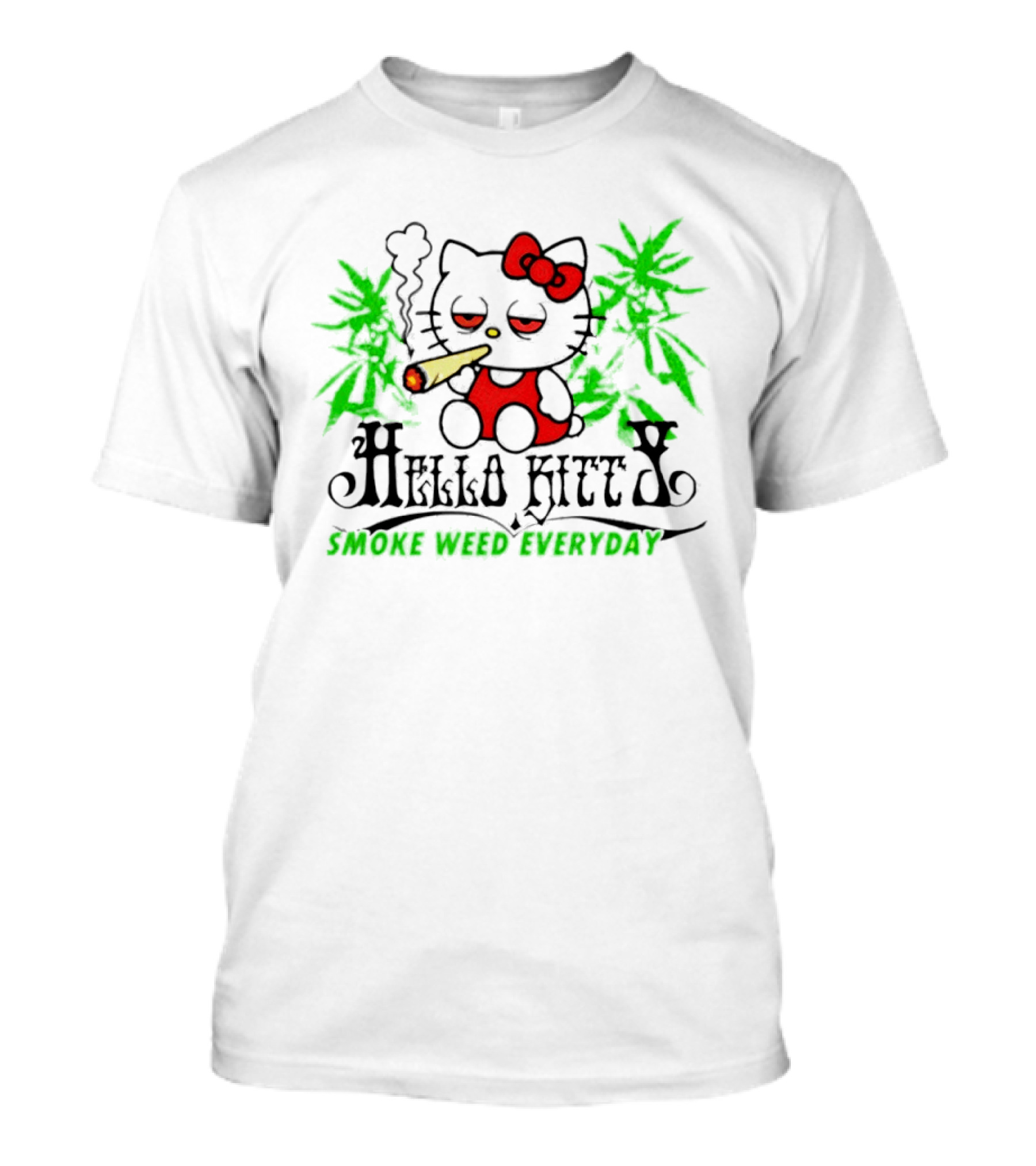 Hello Kitty Smoke Weed Everyday Cannabis Leaves T-Shirt