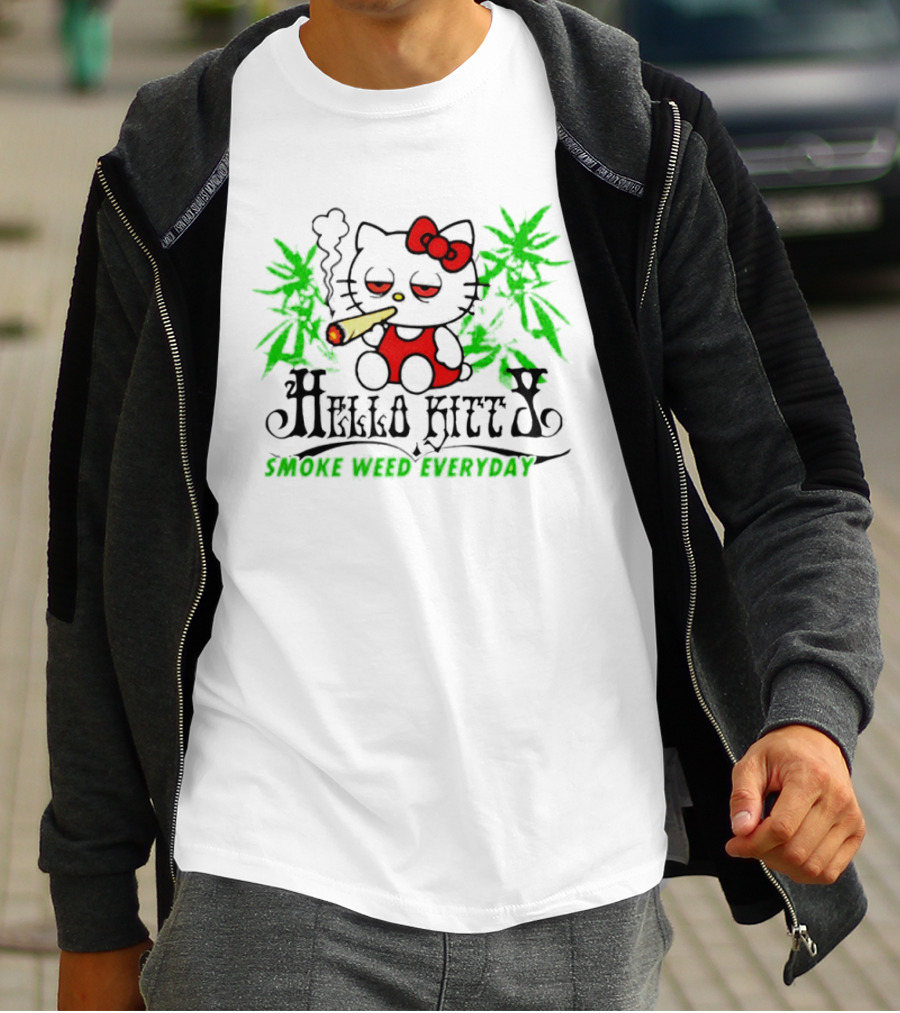 Hello Kitty Smoke Weed Everyday Cannabis Leaves T-Shirt