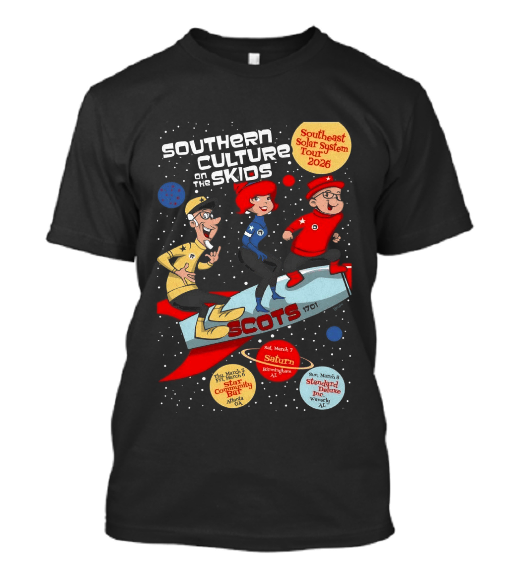 Southern Culture On The Skids Southeast Solar System Tour 2026 Saturn Birmingham AL Star Community Bar Standard Deluxe Inc T-Shirt