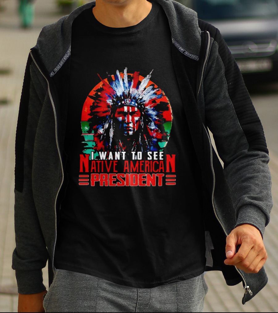 Native American President Bold Statement Feathers Headdress Vision T-Shirt